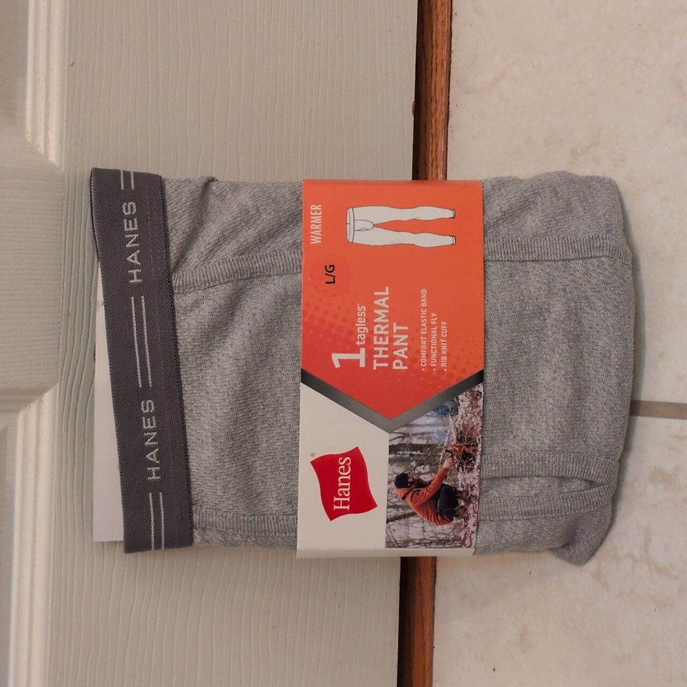 Hanes Men's Gray Thermal Waffle Knit Warming Pants Size Large - New